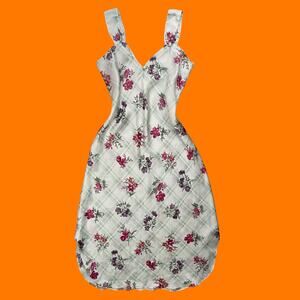 90's vintage plaid floral satin midi maxi slip dress SMALL Kathryn